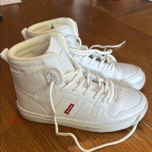 Levi's White High-Top Sneakers with Padded Ankle Collar